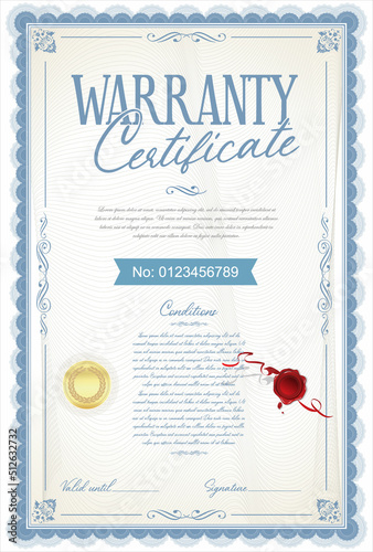 Warranty Certificate retro vintage design vector illustration 