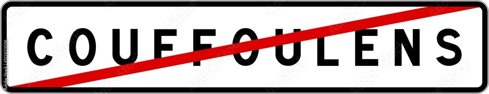 Panneau sortie ville agglomération Couffoulens / Town exit sign Couffoulens Panneau sortie ville agglomération Couffoulens / Town exit sign Couffoulens
