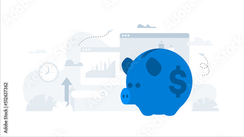 Vector piggy bank. Conceptual flat illustration.