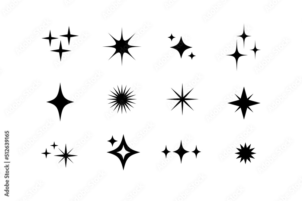 Star icons. twinkling stars. sparkles, shining burst. vector symbols isolated Star icons. twinkling stars. sparkles, shining burst. vector symbols isolated