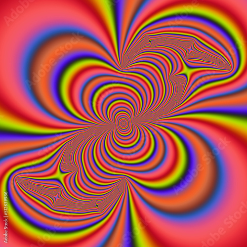Blue yellow fractal, abstract colorful background with swirls