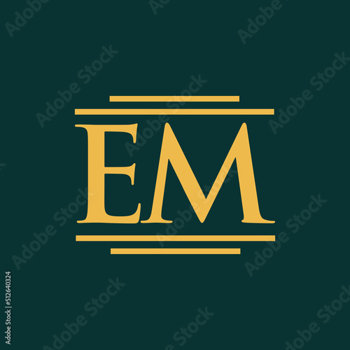 EM initial logo monogram with pillar style design for law firm and justice company