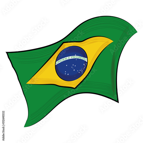 Isolated waving flag of Brazil Vector