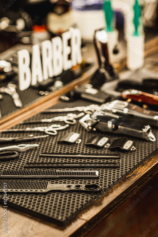accessories for haircuts are on the shelf in the salon accessories for haircuts are on the shelf in the salon