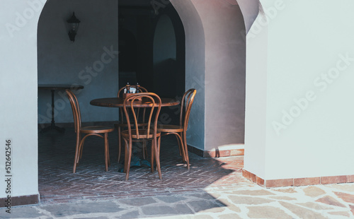 Canvas Print Viennese chairs in a summer cafe