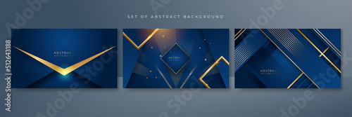 Golden abstract shapes on blue background