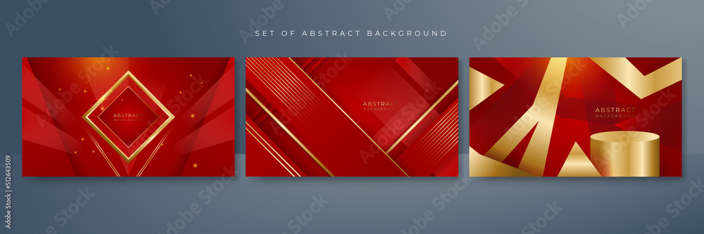 Abstract red and gold shapes background