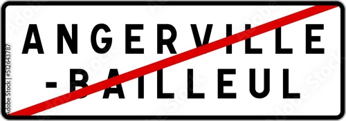 Panneau sortie ville agglomération Angerville-Bailleul / Town exit sign Angerville-Bailleul