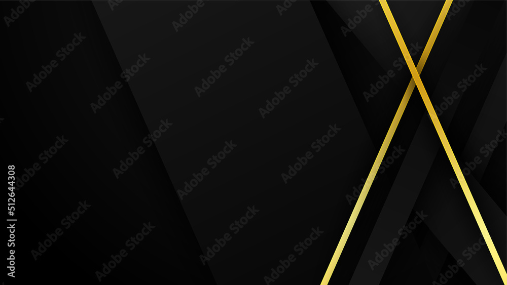 Abstract black and gold geometric shape background with golden lines Abstract black and gold geometric shape background with golden lines