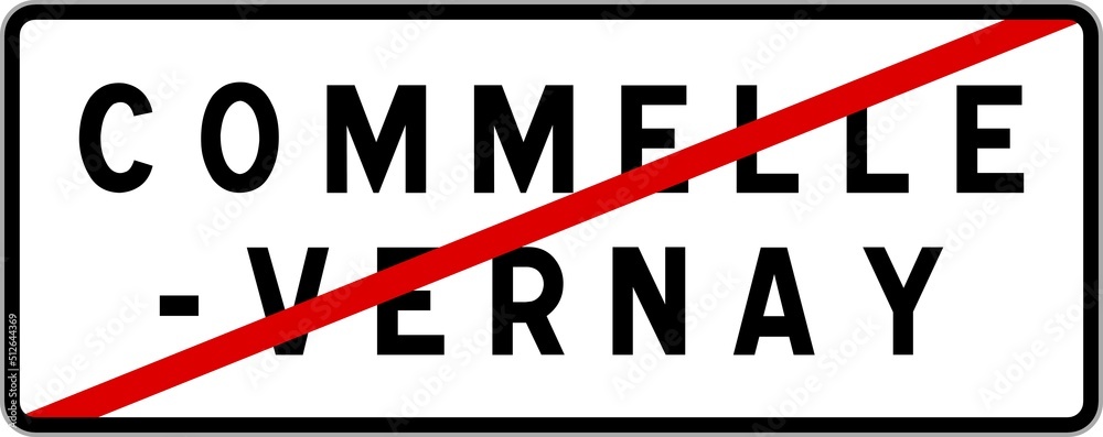 Panneau sortie ville agglomération Commelle-Vernay / Town exit sign Commelle-Vernay