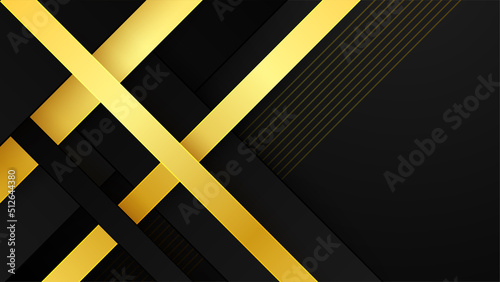 Wallpaper Mural Abstract black and gold geometric shape background with golden lines Torontodigital.ca