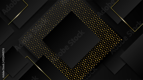 Wallpaper Mural Abstract black and gold geometric shape background with golden lines Torontodigital.ca