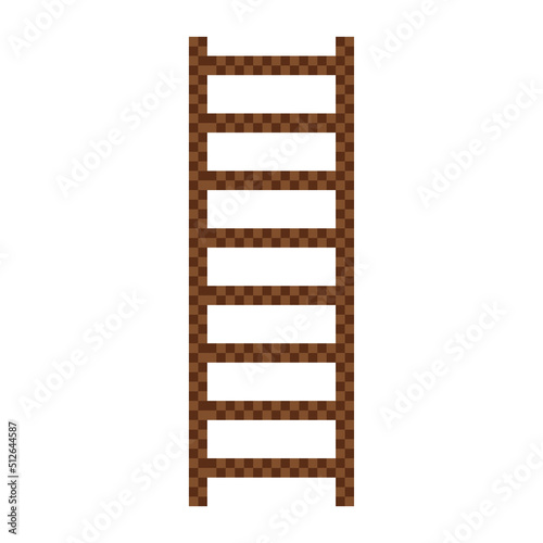 Isolated pixel wooden ladder icon 8 bit design Vector