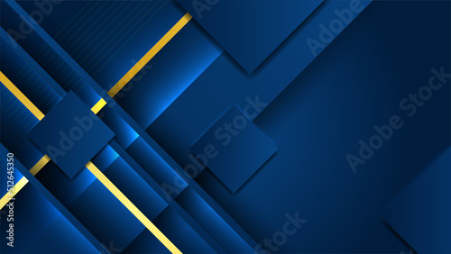 Abstract geometric pattern luxury dark blue with gold background