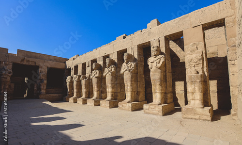 View to the Hall of Caryatids in Karnak Temple near Luxor, Egypt 