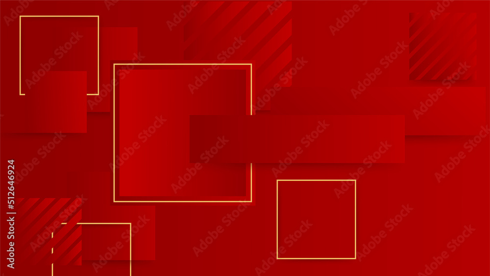 Red and gold background with lines abstract shapes Red and gold background with lines abstract shapes