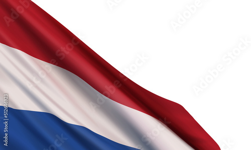 Background with a realistic flag of Netherlands. Vector element for King's Birthday (Koningsdag), Liberation Day, National Remembrance Day.