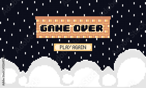 Game over videogame scenary with clouds Vector