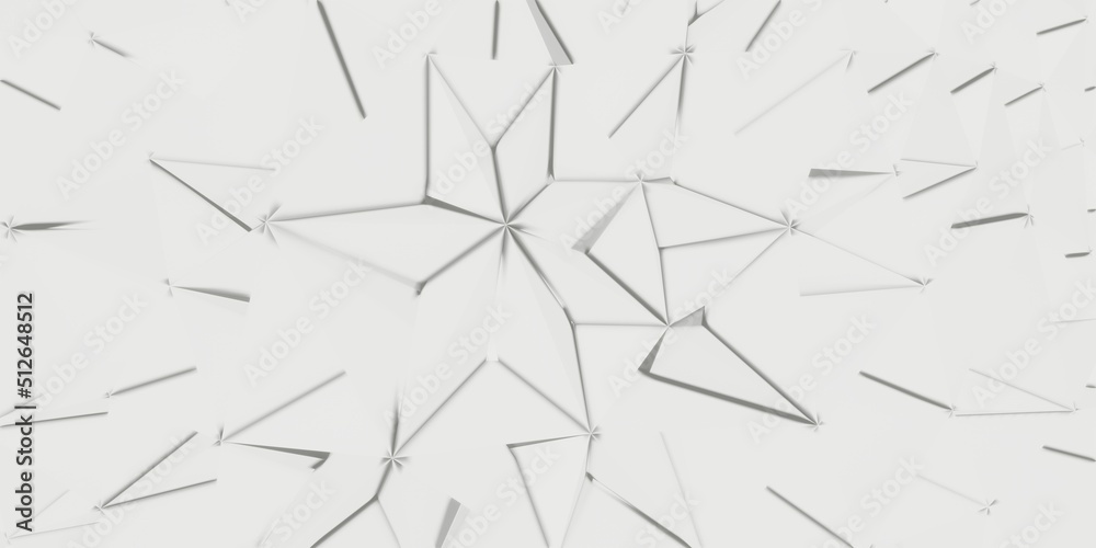 Abstract white background geometric pattern 3d rendering