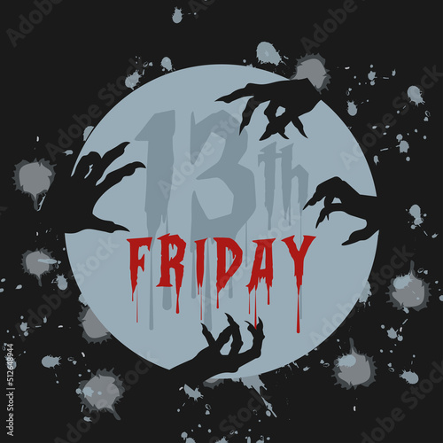 Zombie hands on a moon Friday thirteen Vector