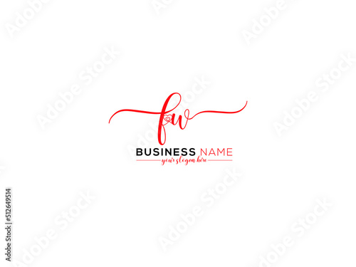 Initial FW Signature Love Logo, Letter Fw wf Logo Icon Vector Art For Romance Agency photo