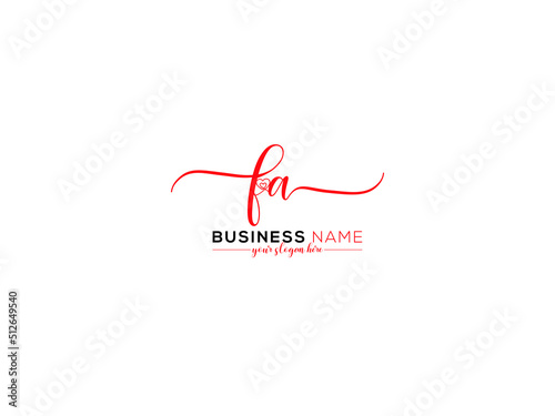 Initial FA Signature Love Logo, Letter Fa af Logo Icon Vector Art For Romance Agency photo