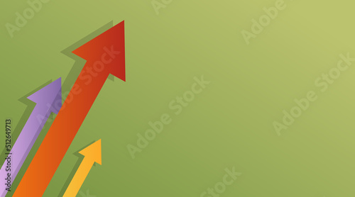 green background with three arrows, growth in business, motivation