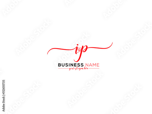 Creative IP Logo Icon, Signature ip pi Fashion Letter Love Logo Image Design For Valentine Card