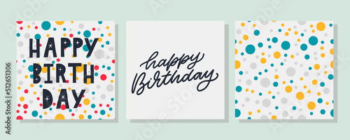 Happy Birthday lettering text banner, black color. Vector illustration.