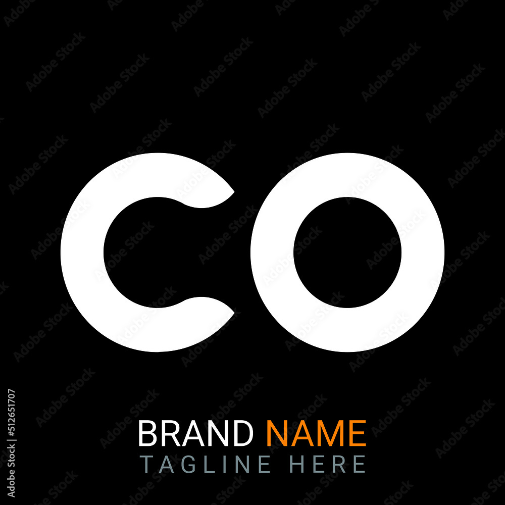 Co Letter Logo design. black background. Co Letter Logo design. black background.