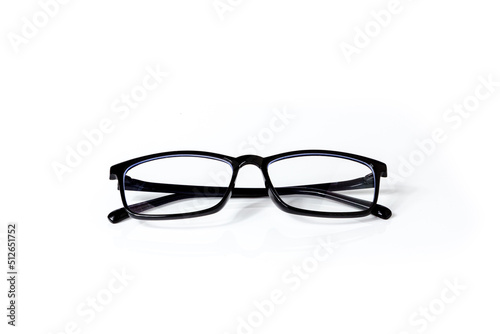 Black glasses isolated on white background.