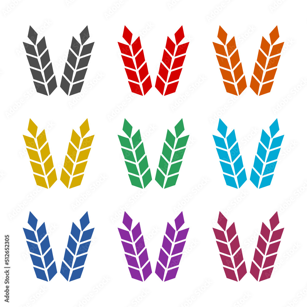 Wheat icon isolated on white background. Set icons colorful Wheat icon isolated on white background. Set icons colorful