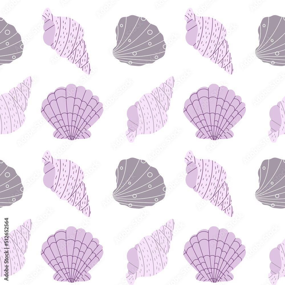 Seamless pattern with abstract organic cut out seashells in purple neutral colors. Seamless pattern with abstract organic cut out seashells in purple neutral colors.