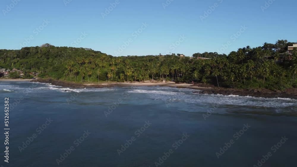 Aerial view of a deserted paradise beach amidst the nature of the Atlantic Forest Aerial view of a deserted paradise beach amidst the nature of the Atlantic Forest
