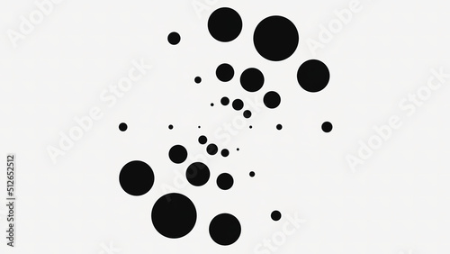 Animation with black pulsating dots in circle. Animation. Black dots in three rows pulsate in circle in style of loading background. Colored background with black dots
