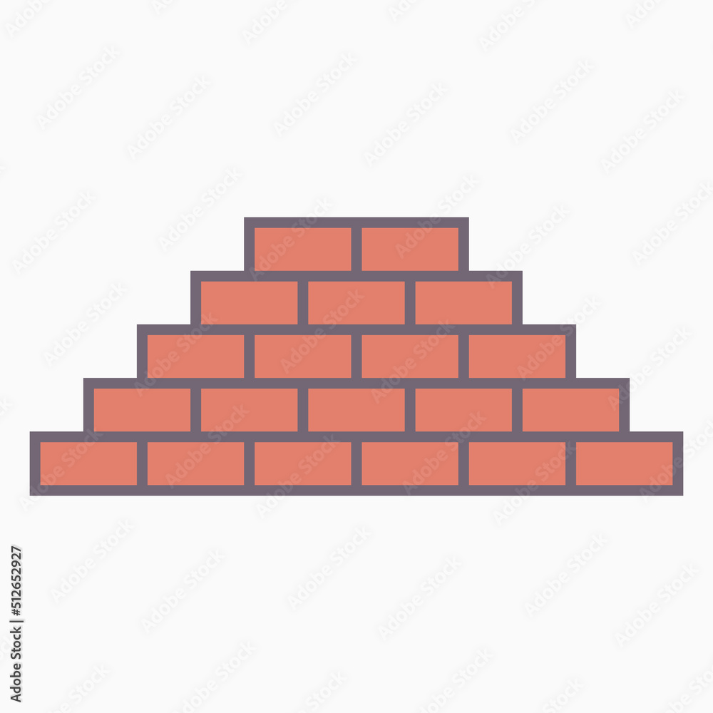 brick wall icon, wall vector, brick illustration
