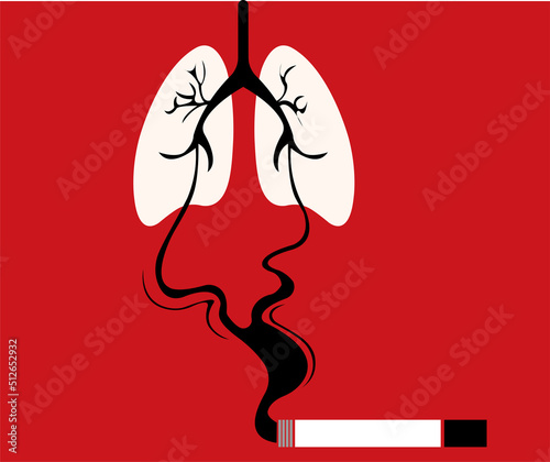 Illustration about harmful affect of cigarette smoking in lungs