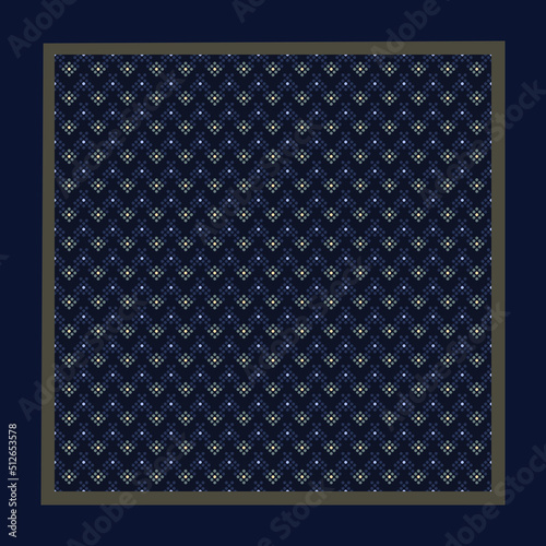 Modern masculine scarf pattern classic blue background original houndstooth design. Textile fashion accessory template fabric swatch. Square shawl, bandana all over print block. High resolution image.