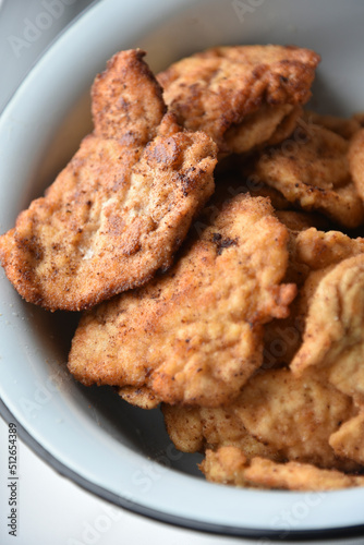 Fried delicious chicken nuggets in breadcrumbs