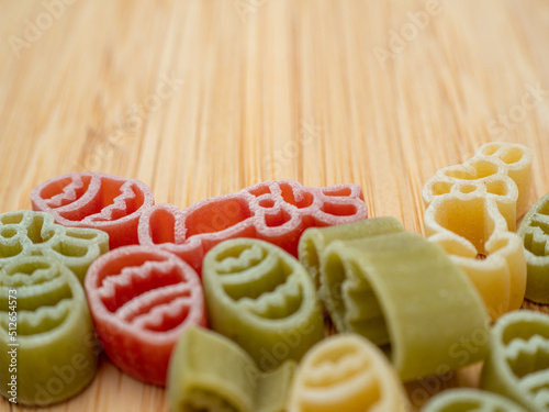 Pasta on a wooden background.
