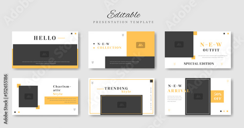 minimalist presentation template with black and yellow colour 