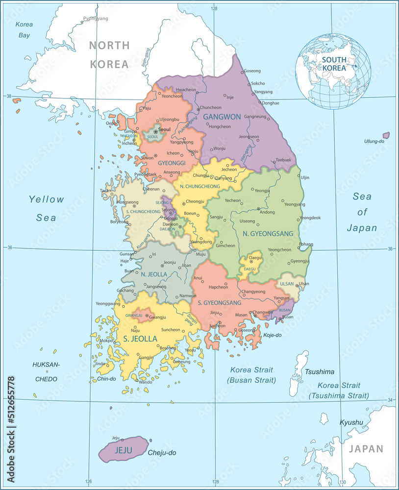 Map of South Korea - highly detailed vector illustration