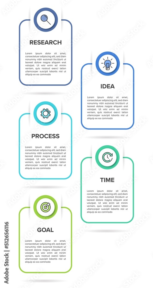 Vertical infographic design with icons and 5 options or steps. Thin line. Infographics business concept. Can be used for info graphics, flow charts, presentations, mobile web sites, printed materials.