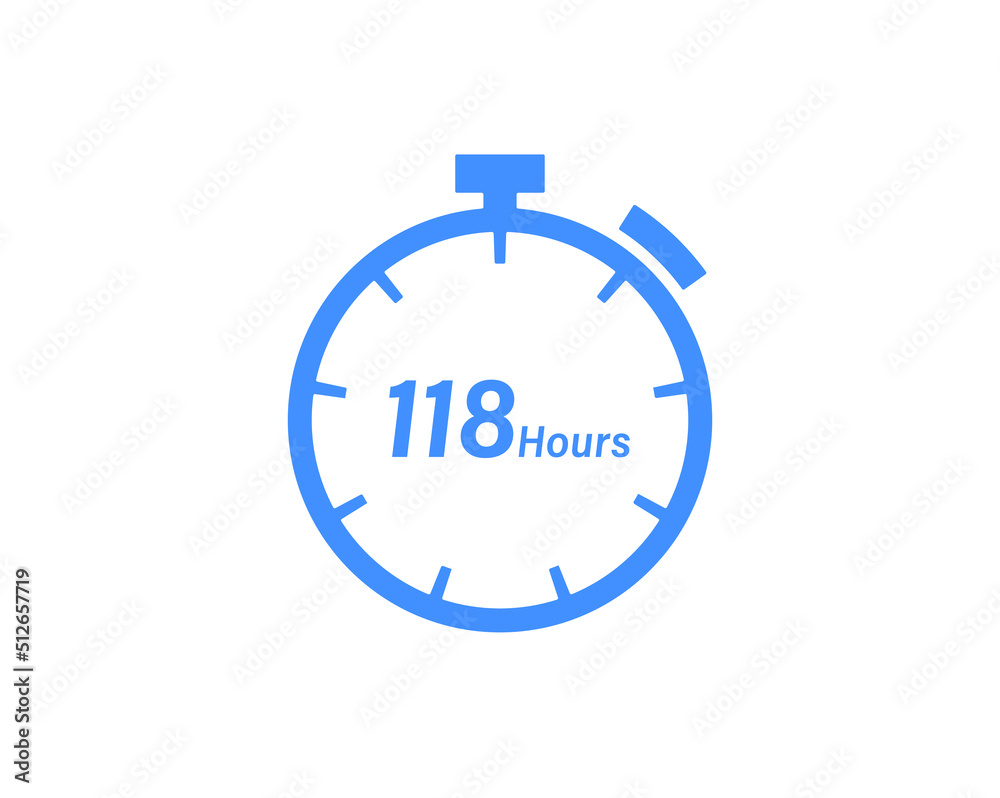 118 Hours timers Clocks, Timer 118 hour icon, countdown icon. Time measure. Chronometer icon isolated on white background 118 Hours timers Clocks, Timer 118 hour icon, countdown icon. Time measure. Chronometer icon isolated on white background