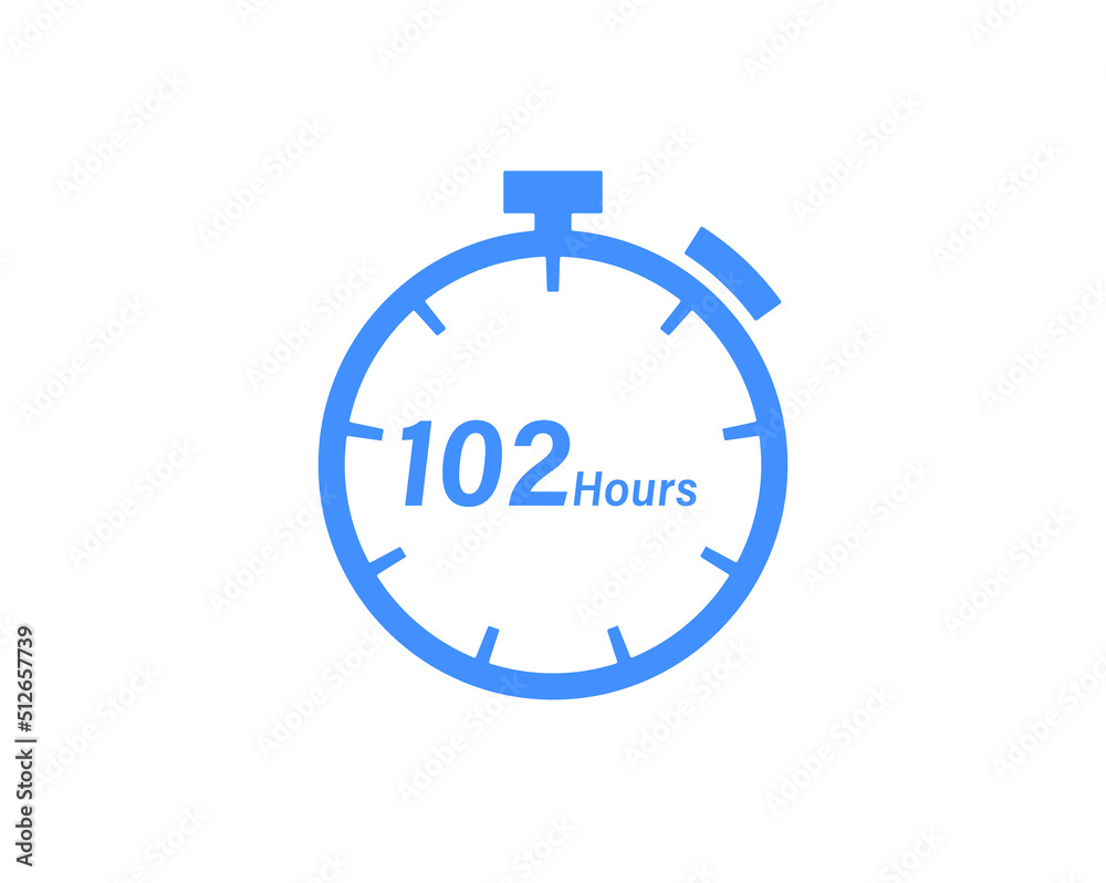 102 Hours timers Clocks, Timer 102 hour icon, countdown icon. Time measure. Chronometer icon isolated on white background 102 Hours timers Clocks, Timer 102 hour icon, countdown icon. Time measure. Chronometer icon isolated on white background