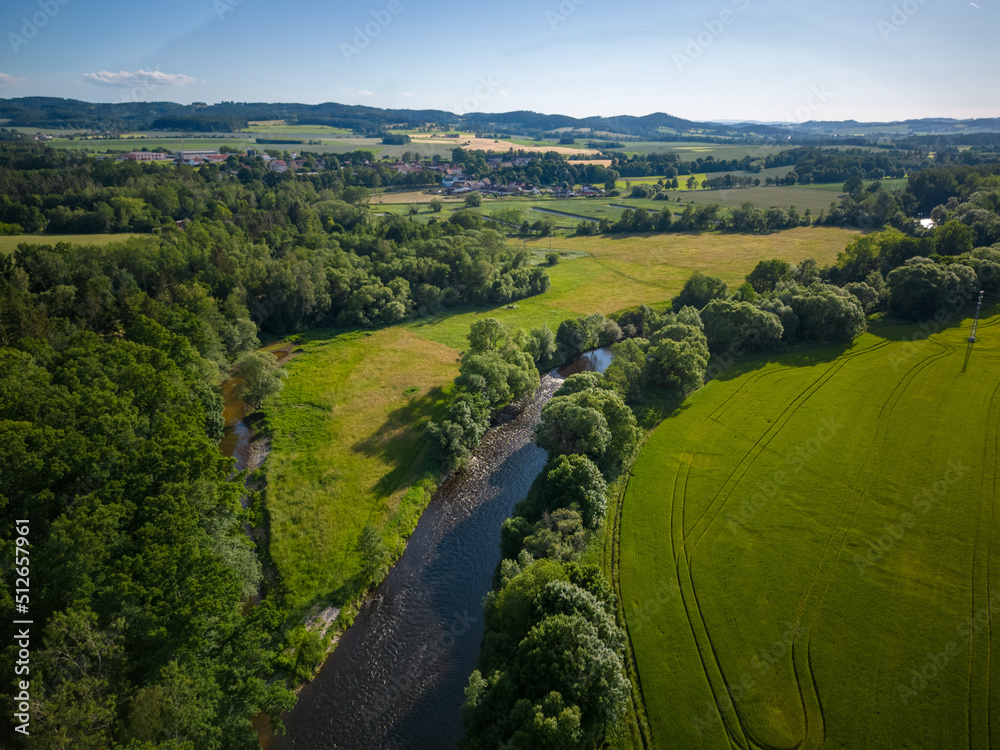 Aerial shot of river