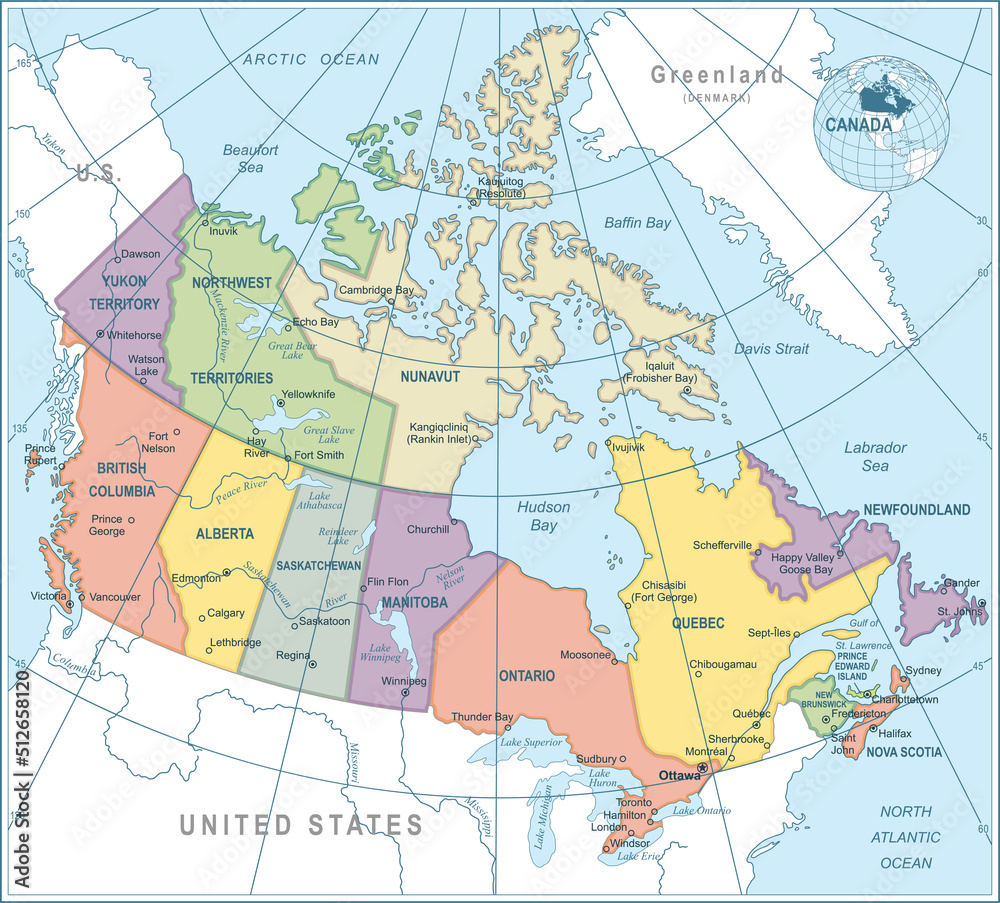 Map of Canada - highly detailed vector illustration