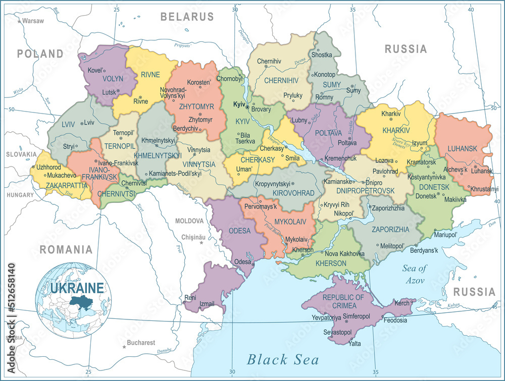 Map of Ukraine - highly detailed vector illustration