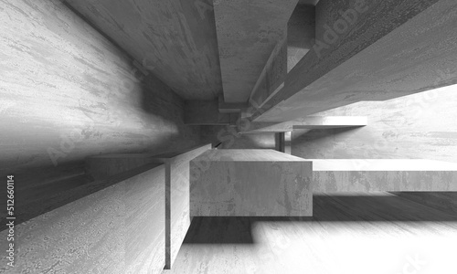 Abstract architecture background. Empty rough concrete interior