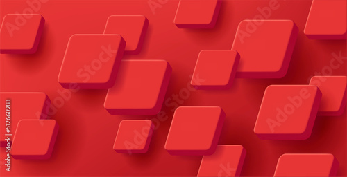 red volume squares creating dynamic texture  3d render style. Vector illustration